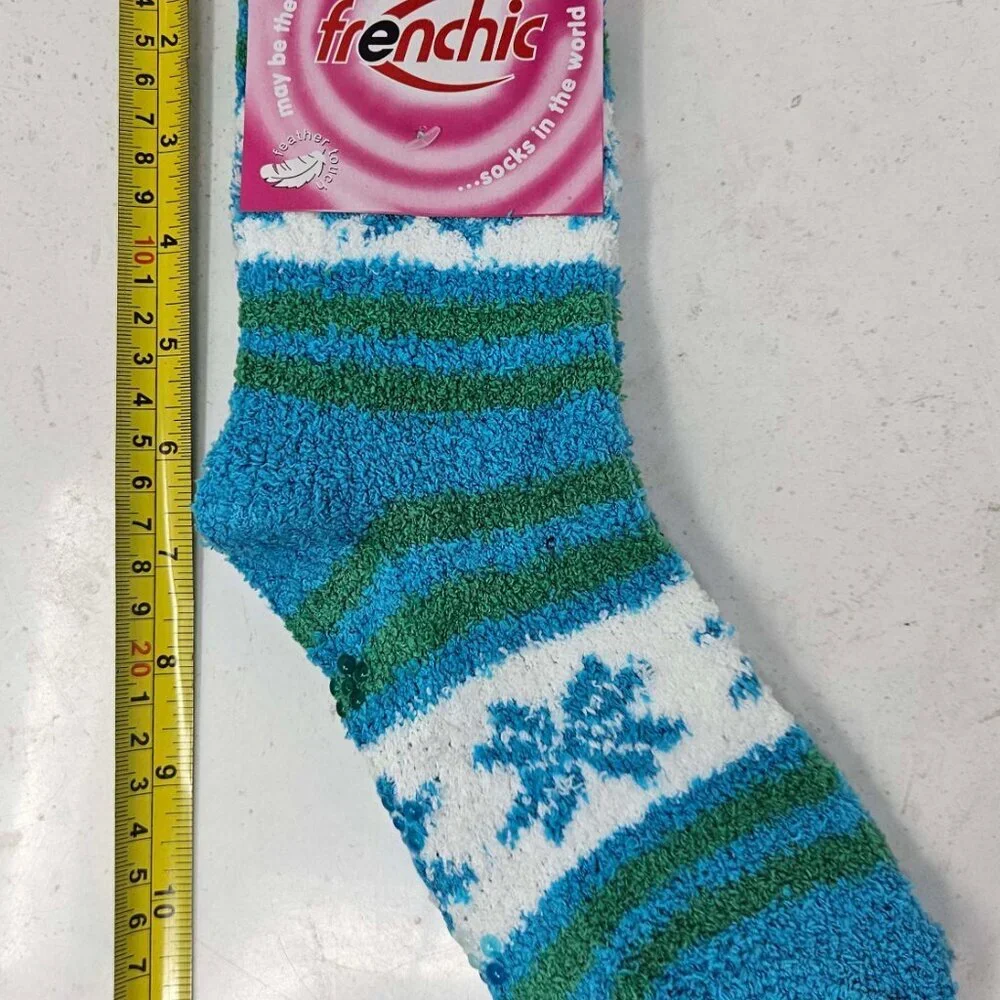 Women Fuzzy Slipper Grips Socks, Soft Cozy Non-Slip House Sox, Size 9-11, 6 Pack
